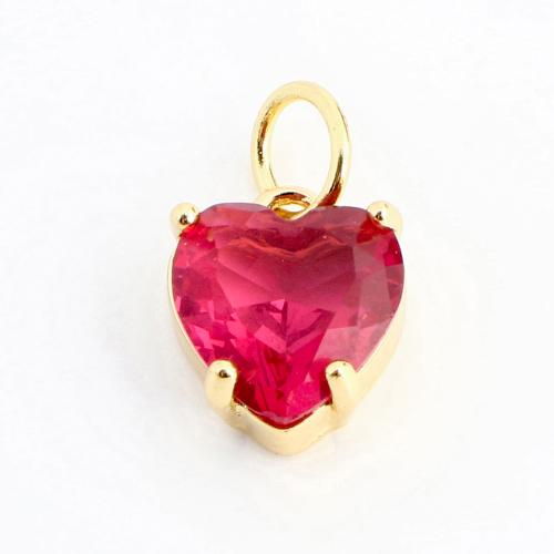 Pendentifs en laiton zircon cubique (CZ), coeur, DIY & pavé de micro zircon, doré Vendu par PC