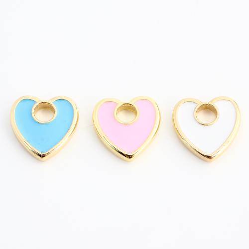 Emaille Messing Anhänger, Herz, goldfarben plattiert, DIY, keine, 10x10x2mm, verkauft von PC