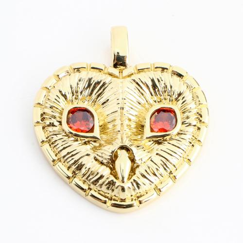 Cubic Zirconia Micro Pave Brass Pendant, Heart, DIY & micro pave cubic zirconia, golden 