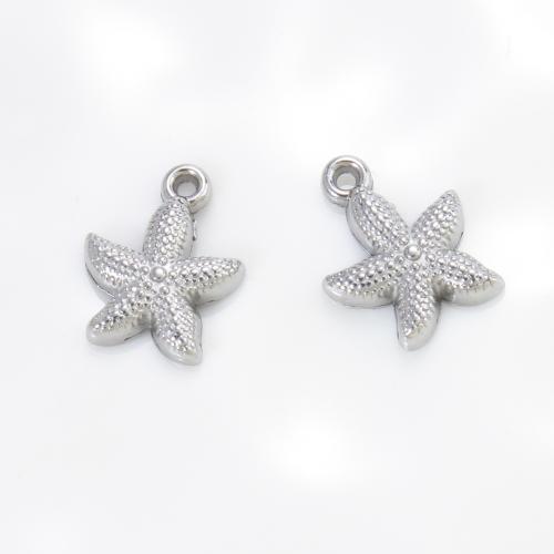 Pendentifs d'animaux en acier inoxydable , Acier inoxydable 304, étoile de mer, Placage de couleur argentée, DIY, argent Vendu par PC