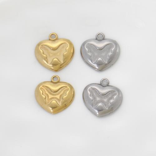pendentifs de cœur en inox , Acier inoxydable 304, coeur, Placage, DIY, plus de couleurs à choisir Vendu par PC