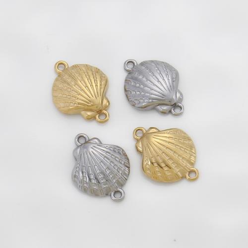 Connecteur de charme en acier inoxydable, Acier inoxydable 304, coquille, Placage, DIY, plus de couleurs à choisir Vendu par PC