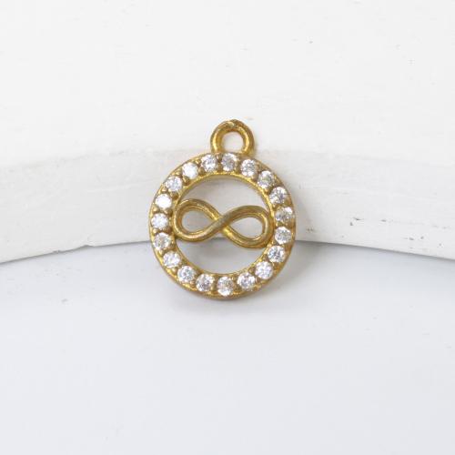 Strass Messing Anhänger, rund, goldfarben plattiert, DIY & mit Strass & hohl, goldfarben, 12.2x9.8x2mm, verkauft von PC