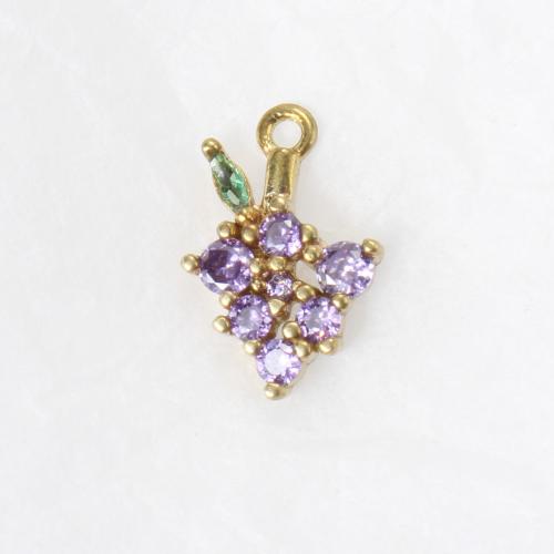 Strass Messing Anhänger, Traube, plattiert, DIY & mit Strass, goldfarben, 13.2x8.7x2.3mm, verkauft von PC