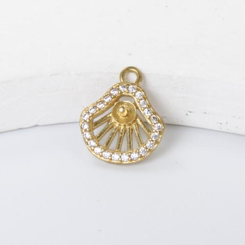 Strass Messing Anhänger, Schale, plattiert, DIY & mit Strass, goldfarben, 12x10x3mm, verkauft von PC