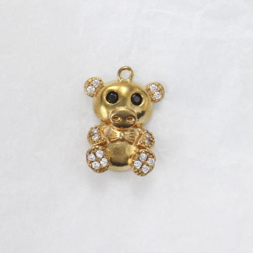 Strass Messing Anhänger, Schwein, plattiert, DIY & mit Strass, goldfarben, 19x14x4.8mm, verkauft von PC