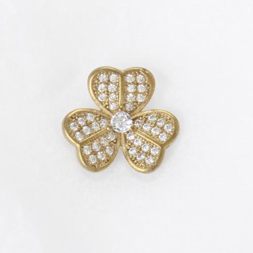 Strass Messing Anhänger, Blume, plattiert, DIY & mit Strass & Doppelloch, goldfarben, 15x15x5.5mm, verkauft von PC