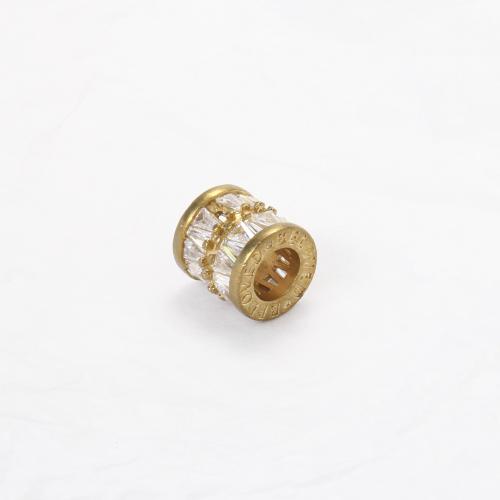 Rhinestone Brass Beads, plated, DIY & with rhinestone, golden 