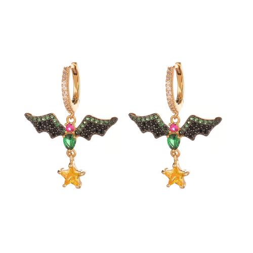 Befestiger Zirkonia Messing Ohrring, plattiert, verschiedene Stile für Wahl & Micro pave Zirkonia & für Frau & Emaille, verkauft von Paar