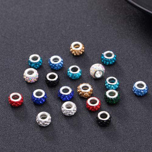 Strass Ton befestigte Perlen, Epoxidharzklebstoff, zufällig gesendet & DIY & mit Strass, gemischte Farben, 11x7mm, 100PCs/Tasche, verkauft von Tasche