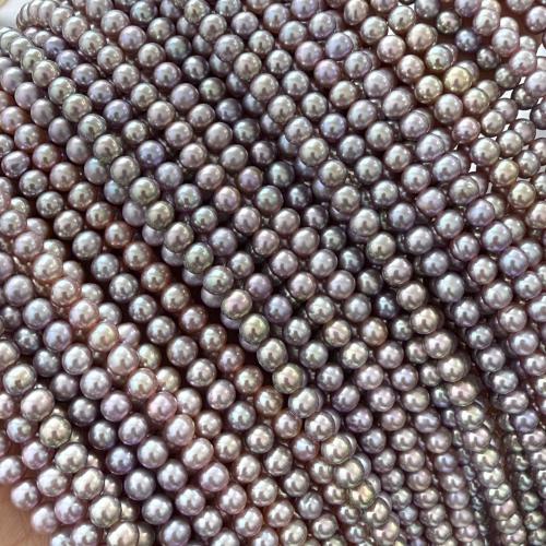 Perle comme Pommes de terre perles d'eau douce, perle d'eau douce cultivée, pomme de terre, Placage de couleur d'or, DIY, violet, 4-5mm cm, Vendu par brin