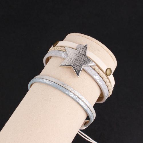 PU Schnur Armbänder, PU Leder, mit Eisen & Zinklegierung, goldfarben plattiert, Modeschmuck, keine, verkauft von PC[