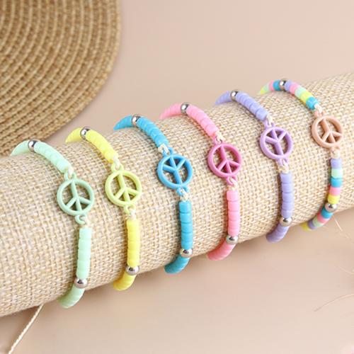 Acrylic Bracelets, with Wax Cord, gold color plated, fashion jewelry 