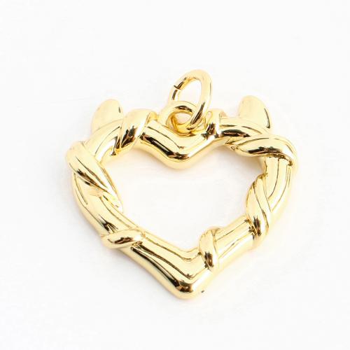 Brass Heart Pendants, DIY & hollow, golden 