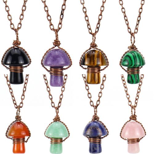 Colliers de pierres précieuses, pierre gemme, avec fil en laiton & laiton, fait à la main, bijoux de mode & différents matériaux pour le choix & unisexe, couleur cuivre antique, Vendu par PC