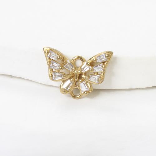 connecteur en laiton à stras, papillon, Placage, DIY & avec strass, doré Vendu par PC