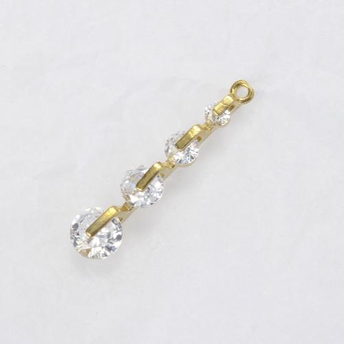 Strass Messing Anhänger, plattiert, DIY & mit Strass, goldfarben, 27.6x6x4.4mm, verkauft von PC