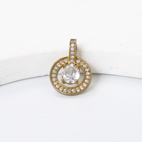 Strass Messing Anhänger, Kreisring, plattiert, DIY & mit Strass & hohl, goldfarben, 16x11.6x4.4mm, verkauft von PC