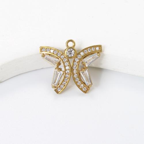 Strass Messing Anhänger, plattiert, DIY & mit Strass, goldfarben, 16.6x19x3.2mm, verkauft von PC