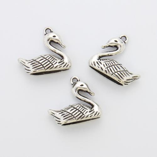 Zinc Alloy Animal Pendants, Swan, plated, DIY, antique silver color 