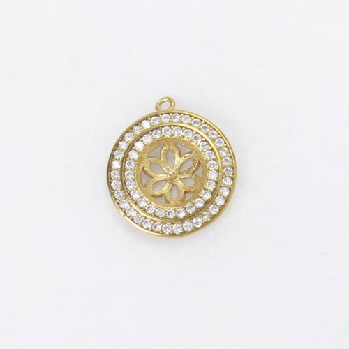 Латунь Кулон бланк, Круглая, Другое покрытие, DIY & со стразами, Золотой продается PC[