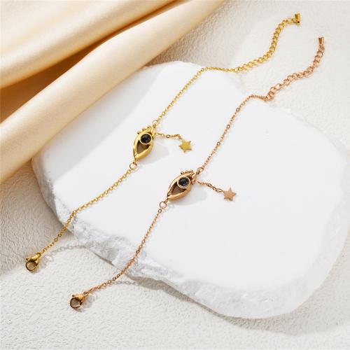 Titane bracelet en acier et bracelet, Acier titane, avec Pierre de verre, Placage, bijoux de mode & pour femme, plus de couleurs à choisir, Vendu par PC