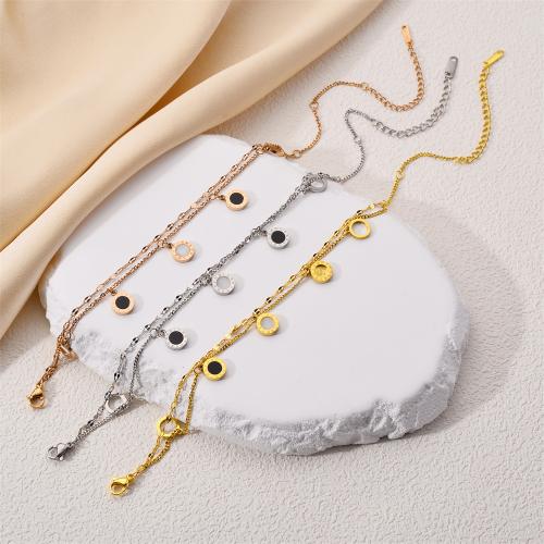 Titane bracelet en acier et bracelet, Acier titane, avec Acrylique, Placage ionique sous vide, Double couche & bijoux de mode & pour femme, plus de couleurs à choisir, Vendu par PC