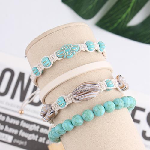 Acrylic Bracelets, with PU Leather & Wax Cord, gold color plated, fashion jewelry 