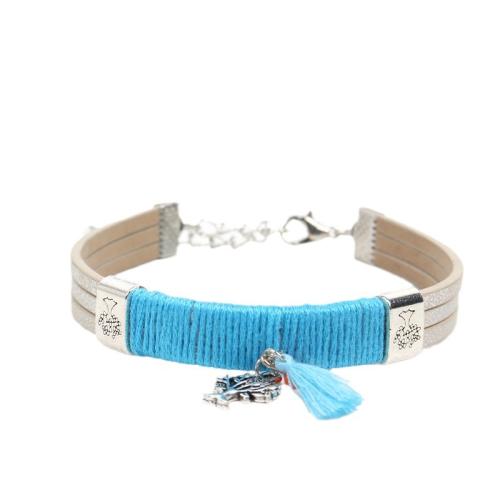 PU Schnur Armbänder, Zinklegierung, mit Baumwollfaden & PU Leder, Modeschmuck, keine, verkauft von PC[