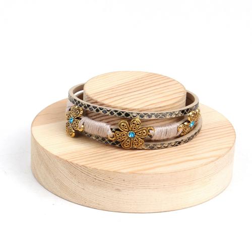 PU Schnur Armbänder, Zinklegierung, mit Baumwollfaden & PU Leder, Modeschmuck & mehrschichtig, keine, verkauft von PC[