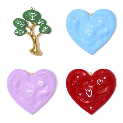 Emaille Edelstahl Anhänger, 304 Edelstahl, mit ABS-Kunststoff-Perlen, goldfarben plattiert, DIY, keine, 3PCs/Tasche, verkauft von Tasche