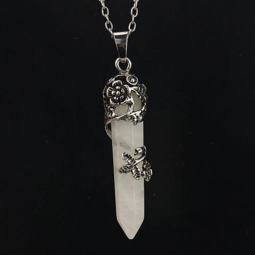 Colliers de pierres précieuses, pierre gemme, avec chaîne de fer, fait à la main, bijoux de mode & différents matériaux pour le choix & unisexe, Pendant :5cm Environ 53 cm, Vendu par PC