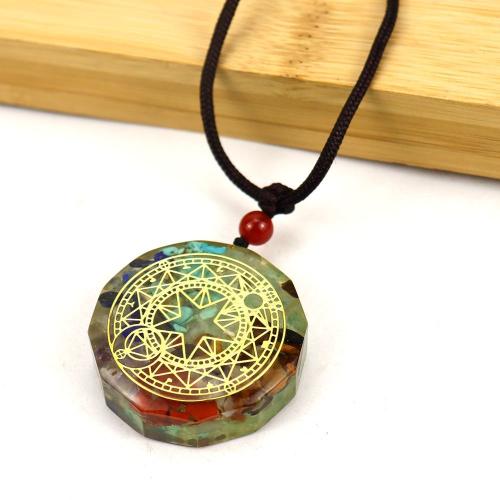 Agate Necklace, with Polyester Cord, epoxy gel, fashion jewelry & Unisex black, Pendant :5cm Approx 53 cm 