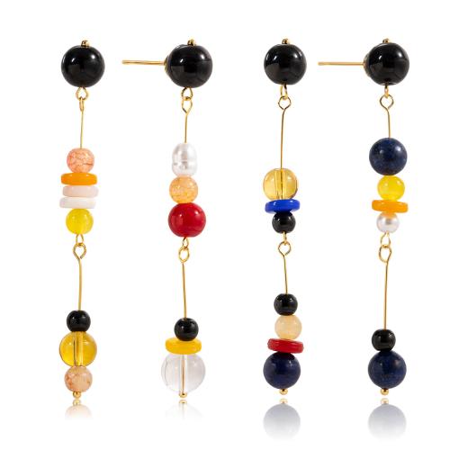 Boucle d'oreille de goutte acrylique, Acier inoxydable 304, avec Acrylique, bijoux de mode & styles différents pour le choix & pour femme, doré, Vendu par paire[