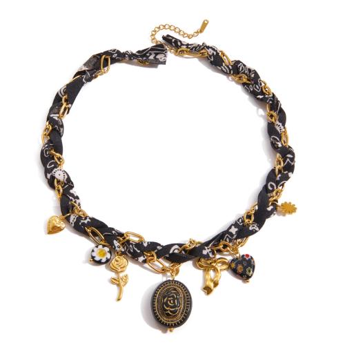 ステンレス鋼のジュエリーネックレス, 304ステンレススチール, とともに テリレンコード & 樹脂, ゴールドメッキ, ファッションジュエリー & 女性用 & エナメル, 売り手 パソコン