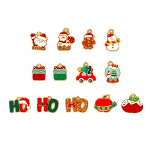 Colgantes de Navidad de aleación de cinc, aleación de zinc, Diseño de Navidad & Bricolaje & diferentes estilos para la opción & esmalte, dorado, 10PCs/Bolsa, Vendido por Bolsa
