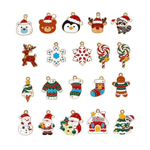 Colgantes de Navidad de aleación de cinc, aleación de zinc, chapado, Diseño de Navidad & Bricolaje & diferentes estilos para la opción & esmalte, dorado, 10PCs/Bolsa, Vendido por Bolsa[