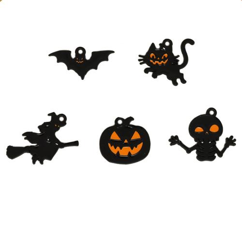 Pendant Halloween Fashion, alliage de zinc, Halloween Design & DIY & styles différents pour le choix & émail, noire Vendu par sac