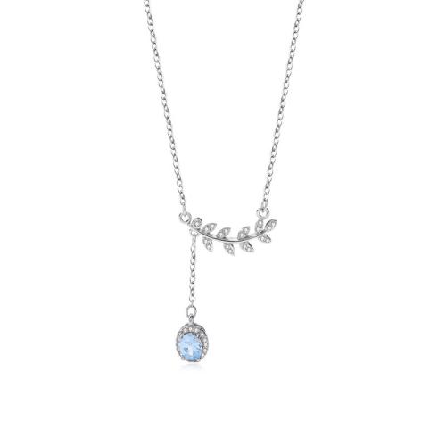 925 Sterling Silver Necklace, Wheat, oval chain & for woman & with rhinestone Approx 16 Inch 