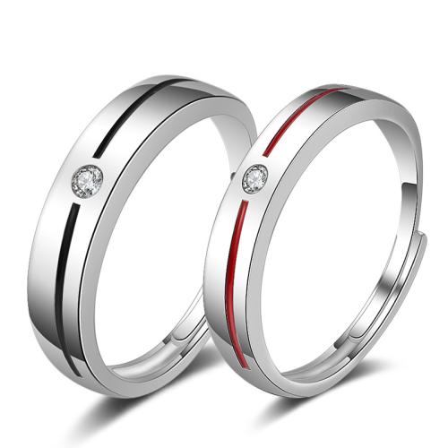 Argent sterling 925 Couple Anneau, réglable & styles différents pour le choix & autocollant époxyde & pour le couple & avec strass Vendu par PC