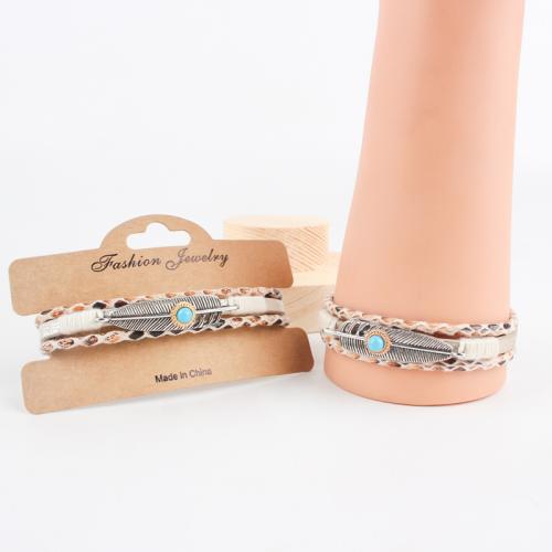 Fashion Zinc Alloy Bracelets, with PU Leather, gold color plated, fashion jewelry 