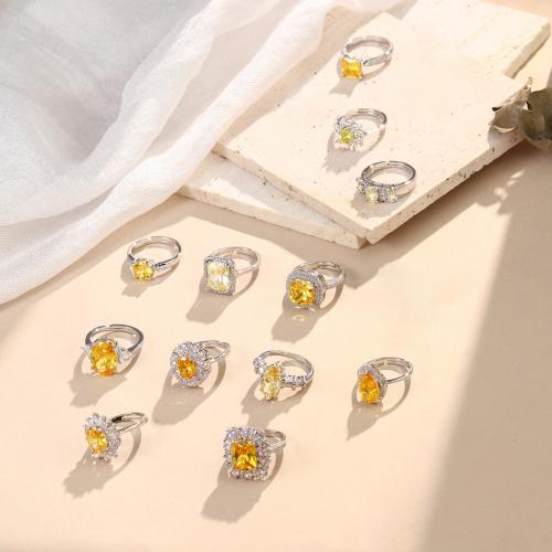 Цирконий Micro Pave Латунь палец кольцо, Другое покрытие, ювелирные изделия моды & инкрустированное микро кубического циркония, Много цветов для выбора, продается Пара