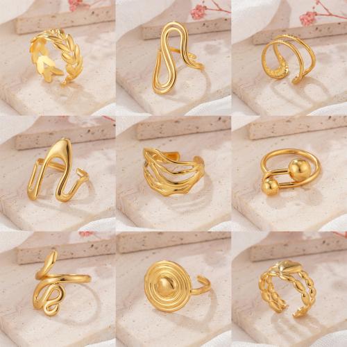 Anillos de Acero Inoxidable, acero inoxidable 304, chapado en color dorado, Joyería, dorado, Vendido por UD