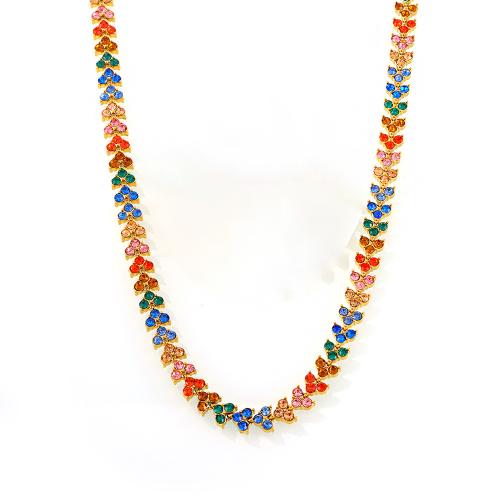 Zirkonia Edelstahl Halskette, 304 Edelstahl, plattiert, Modeschmuck & Micro pave Zirkonia & für Frau, keine, verkauft von PC