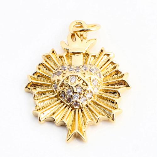 Cubic Zirconia Micro Pave Brass Pendant, DIY & micro pave cubic zirconia, golden 