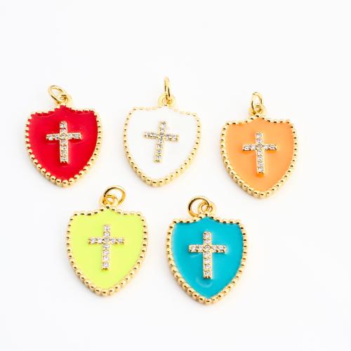 Cubic Zirconia Micro Pave Brass Pendant, gold color plated, DIY & micro pave cubic zirconia & enamel 