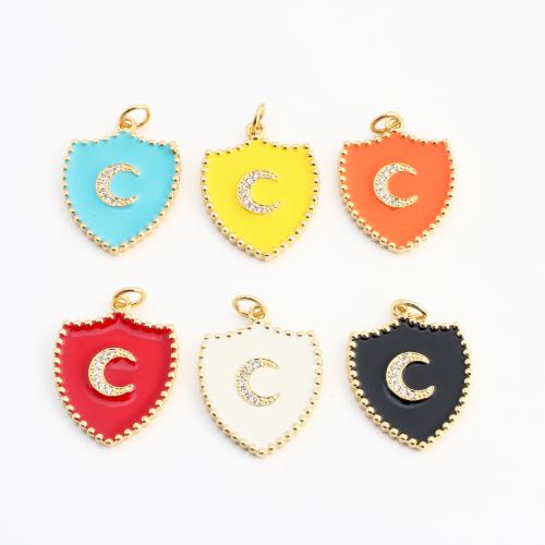 Cubic Zirconia Micro Pave Brass Pendant, gold color plated, DIY & micro pave cubic zirconia & enamel 