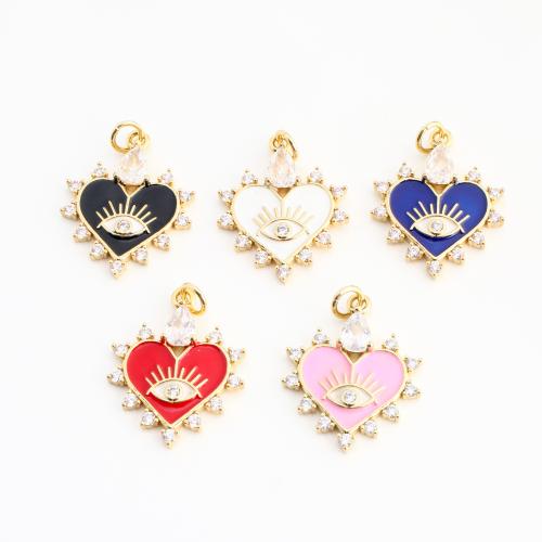 Cubic Zirconia Micro Pave Brass Pendant, gold color plated, DIY & micro pave cubic zirconia & enamel 