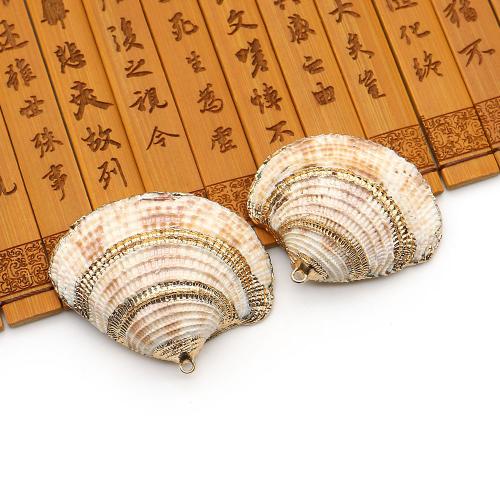 Brass Shell Pendants, with Brass, plated, DIY, mixed colors - 