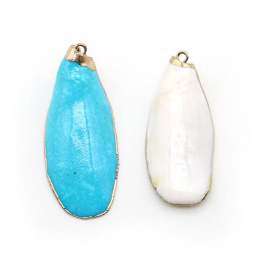Brass Shell Pendants, with Brass, Teardrop, plated, DIY - 